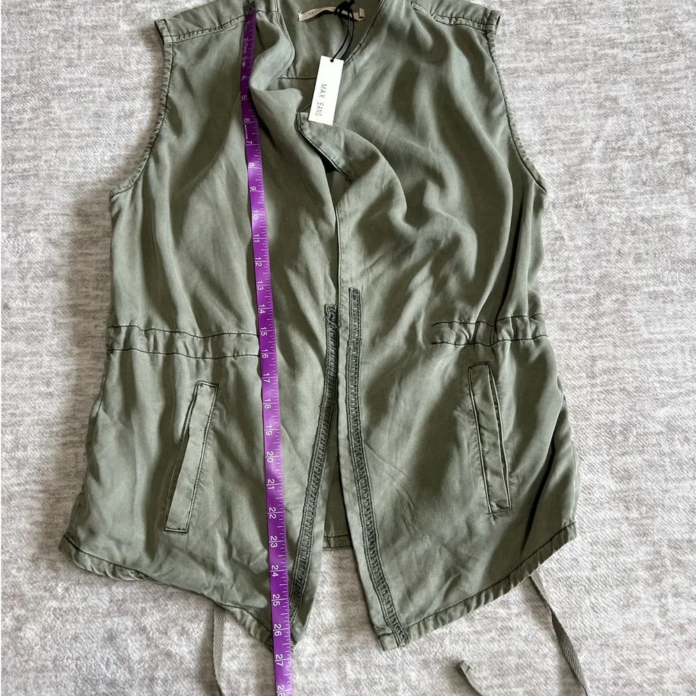 Max Jeans Army Green Sleeveless Utility Jacket Vest Tencel Womens Medium NWT
